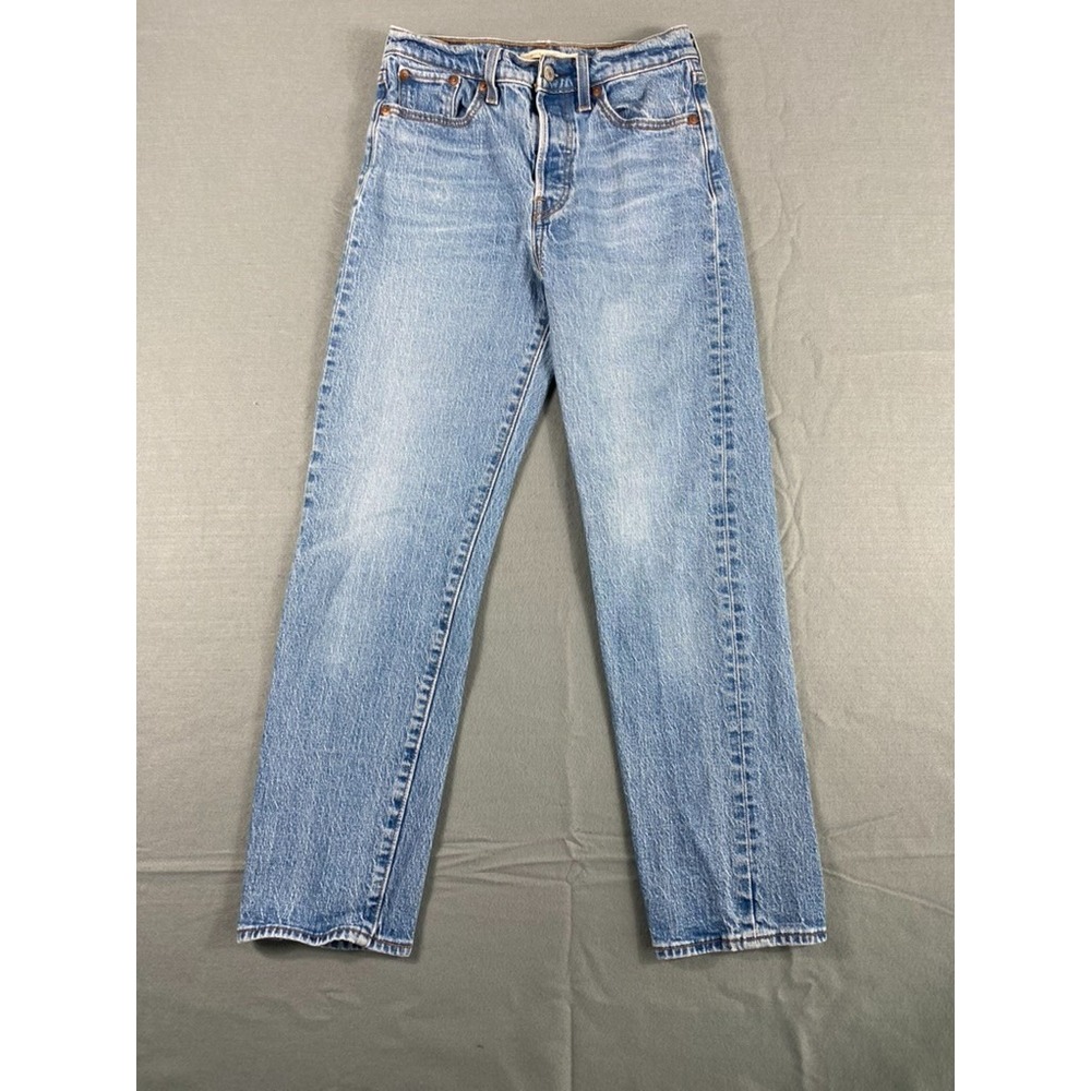 Levi's Wedgie Straight Jeans Women Sz 26x27 Light/Medium Wash Ankle 99% Cotton